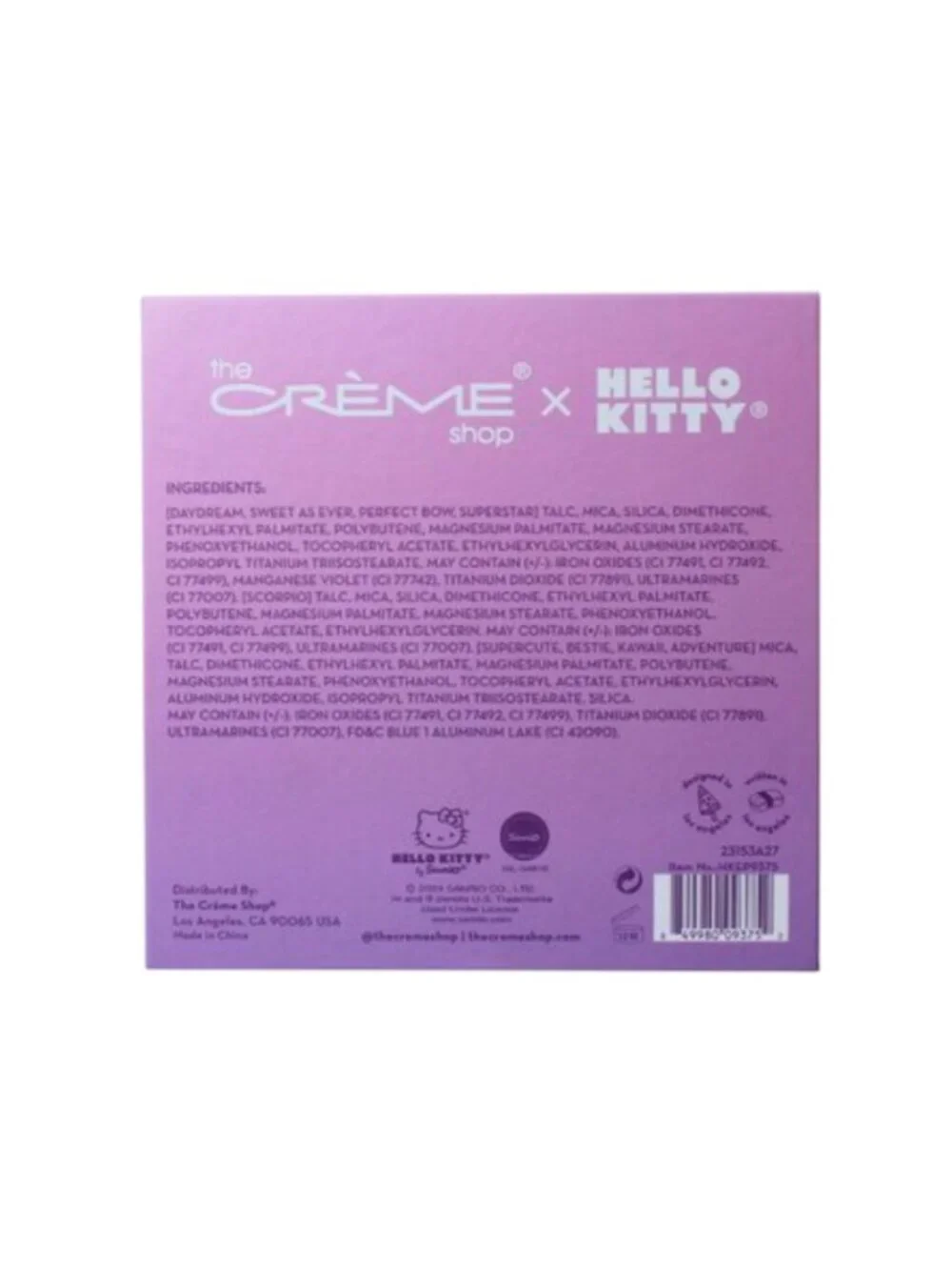 NWT The Crème Shop x Hello Kitty Kawaii Cute 9 Color Eyeshadow Palette